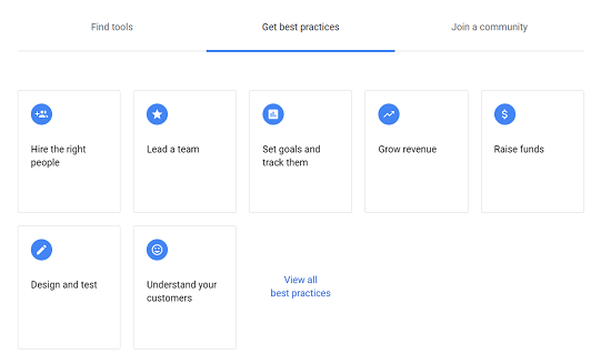 محتوای آموزشی موجود در سرویس Startup with Google